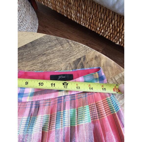 J. Crew Shimmering Madras Plaid A-Line Midi Skirt Women's Size 6 - Picture 5 of 11